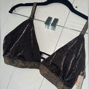 New! Colsie Gold Black Bra Size Large